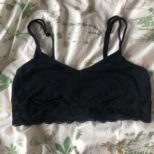 Aerie ribbed cotton and lace bralette